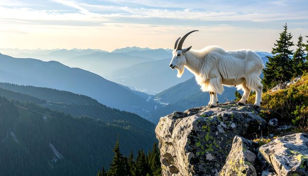 Mountain goat on rocky summit