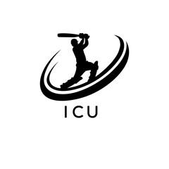 ICU Cricket Company logo. ICU Silhouette Logo design for entrepreneur and business. ICU Athletic Branding best icon.
