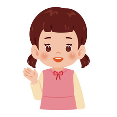 案内する女の子の上半身イラスト／An illustration of a girl's upper body giving directions