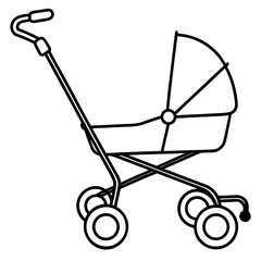 Modern Stroller Icon Vector – AI Graphic Design File for Digital Projects
