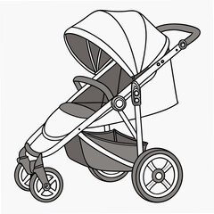 Modern Stroller Icon Vector – AI Graphic Design File for Digital Projects