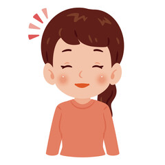 笑顔の女性の上半身イラスト／An illustration of a smiling woman's upper body