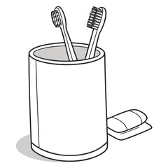 Toothbrush Holder Vector Icon | Minimalist Bathroom Accessory AI Design File