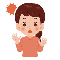 驚く女性の上半身イラスト／An illustration of a surprised woman's upper body