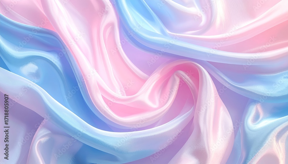 Wall mural flowing pink silk fabric texture with soft waves and light creating an elegant abstract background d