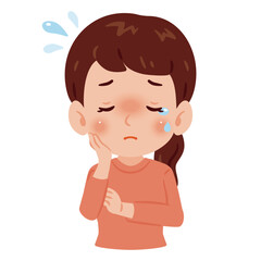 泣く女性の上半身イラスト／An illustration of a crying woman's upper body