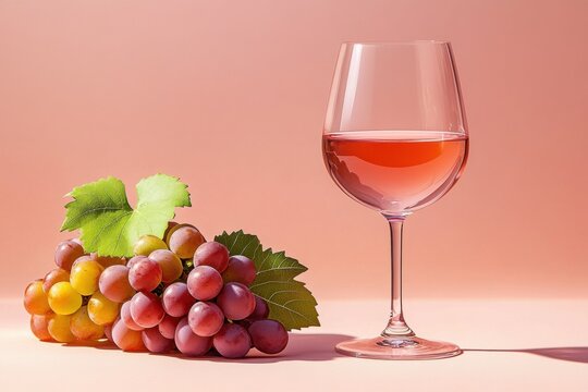 Red wine in glass with red grapes
