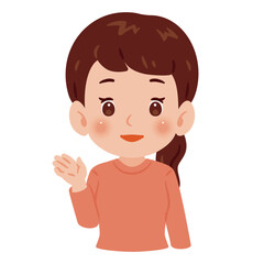 案内する女性の上半身イラスト／An illustration of a woman's upper body giving directions