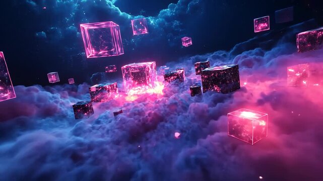 Floating Cubes in Nebula Clouds.