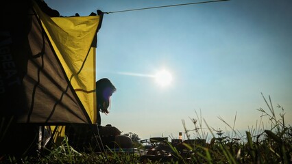 Sunny Tent Stay Morning Glow with Lakeside Camping, and Peaceful Outdoor Getaway.