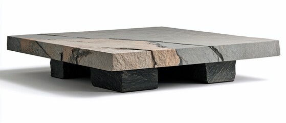 Square stone coffee table with sculpted base