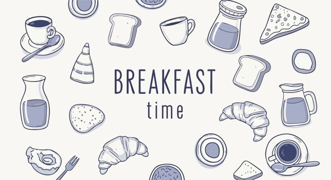 Delightful breakfast spread featuring coffee, toast, croissants, and juice, perfect for morning menus and cafe promotions