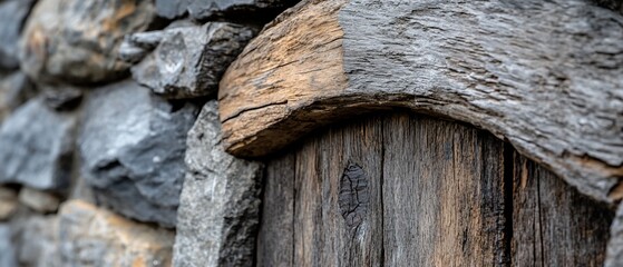 Rustic stone and weathered wood exterior