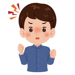 怒る男性の上半身イラスト／An illustration of an angry man's upper body