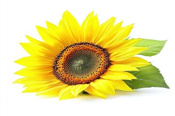 Obraz premium Vibrant Sunflower Bloom Against a Clean White Background Single