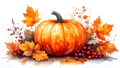 Naklejka premium Autumn Pumpkin Thanksgiving Fall Harvest.