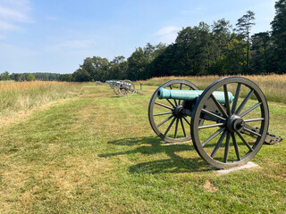 Row of Cannon in Field in Manassas National Battlefield Park