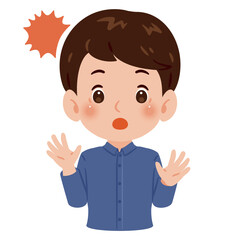 驚く男性の上半身イラスト／An illustration of a surprised man's upper body
