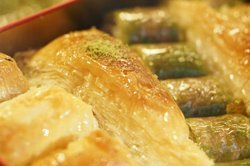 turkish baklava displayed in a colorful tray