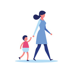 Mother child walking