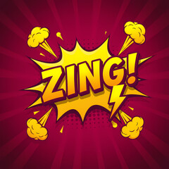 'Zing!' Pop Art Explosion on a Red Radial Background