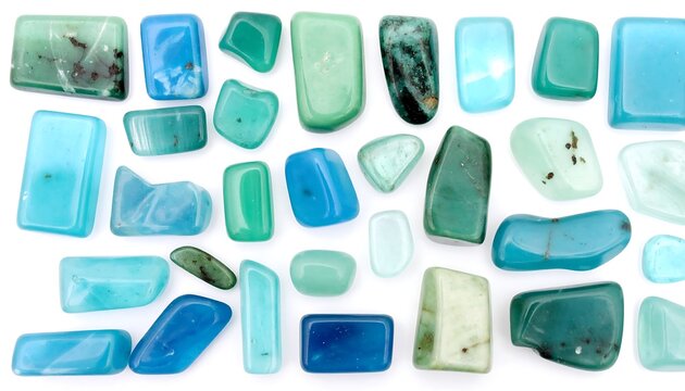 Assorted teal and turquoise gemstones