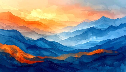 Colorful mountain range panorama
