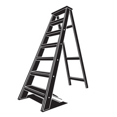 Black step ladder Silhouette Vector, High Quality Illustration on White Background
