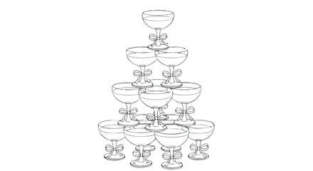 Elegant champagne tower illustration for a celebration, perfect for invitations and party decorations, bringing a touch of sophistication to your designs