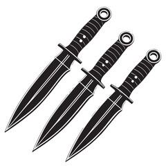 Black throwing knives global- precision-based Silhouette Vector, High Quality Illustration on White Background