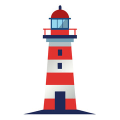 Minimal lighthouse vector on white background, perfect for coastal and nautical designs.