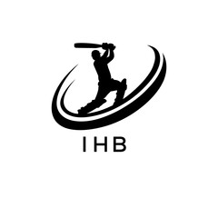 IHB Cricket Company logo. IHB Silhouette Logo design for entrepreneur and business. IHB Athletic Branding best icon.
