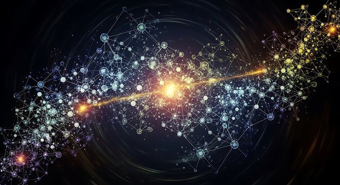 Abstract Digital Network Connection in Deep Space.