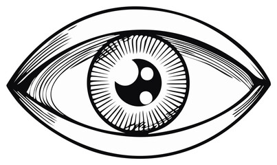 Vintage Engraving Style Illustration of a Watching Human Eye