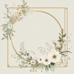 Elegant floral frame design with golden accents, perfect for invitations or announcements