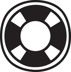 Simple life buoy silhouette icon for rescue, safety, emergency, lifeguard, and nautical use.