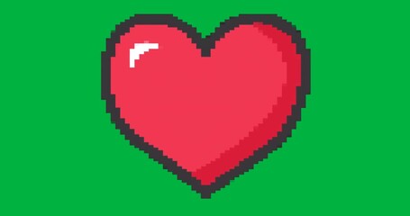 graphic designer placing pixel-art heart icon over transparent background, showcasing retro game - Powered by Adobe
