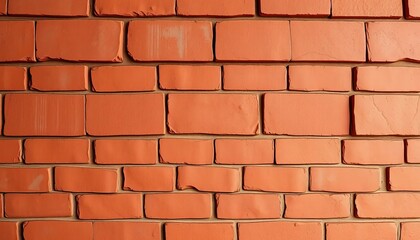 Fototapeta premium Rustic red clay tile wall, textured surface, uneven tones, roofing, building