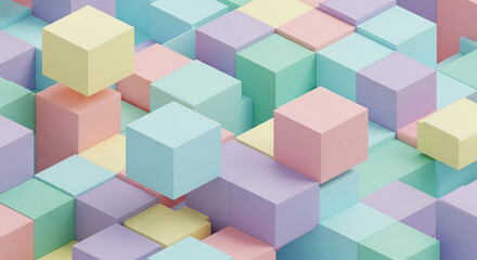 Abstract pastel colored geometric blocks forming a playful pattern