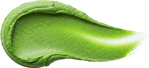 Green paste smear with subtle texture and highlights isolate macro food condiment dip spread ingredient