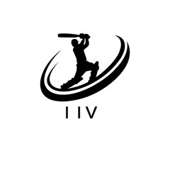 IIV Cricket Company logo. IIV Silhouette Logo design for entrepreneur and business. IIV Athletic Branding best icon.
