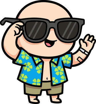 Fototapeta cool cats hawaiian vacation island vibes and sunny smiles, isolated on transparent background