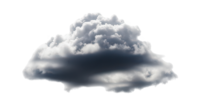 A dark storm cloud isolated on transparent background