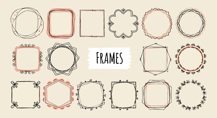 Charming hand-drawn decorative frames and borders perfect for invitations, scrapbooking, or adding a unique touch to designs