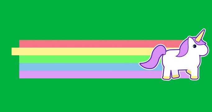 designers integrating unicorn graphic in tech demos adding pastel stripes on transparent background