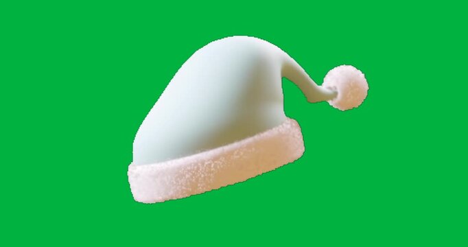 Stylized pastel winter hat floating on transparent background, showcasing fuzzy brim pompom fashion