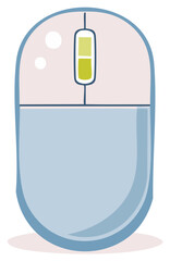 Cute cartoon illustration of a computer mouse with a scroll wheel top view