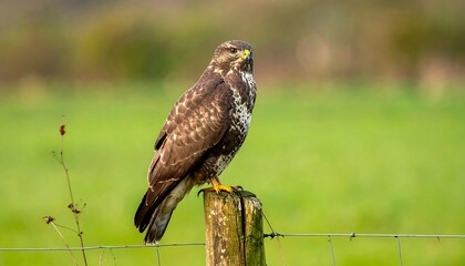 Bird perched on a fence post