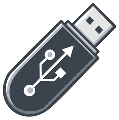 Stylized icon of a portable USB flash drive for digital data transfer and computer storage