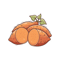 Sweet potatoes with a white background